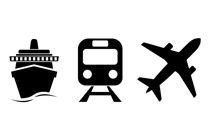 Icons to symbolise the different transport routes - from AdobeStock 292747353